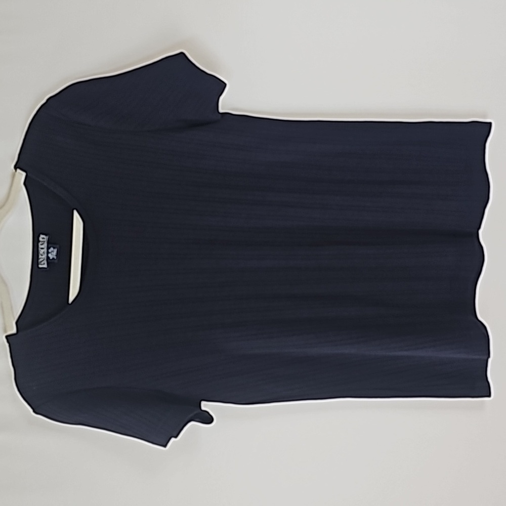 Lands' End VTG 80S Navy Blue Ribbed Cotton Lightweight Sweater Size Medium 10/12